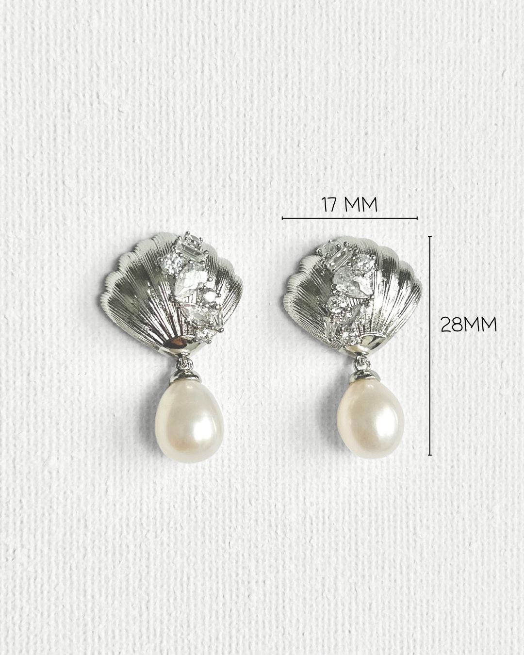 Natural Pearl Shell Square Zircon Stud Earrings