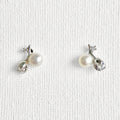 Natural Pearl Sterling Silver Rose Flower Stud Earrings featuring natural pearl and 925 sterling silver by Toronto-based Meng Jewellery