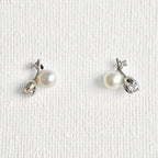 Natural Pearl Sterling Silver Rose Flower Stud Earrings featuring natural pearl and 925 sterling silver by Toronto-based Meng Jewellery