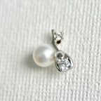 Natural Pearl Sterling Silver Rose Flower Stud Earrings featuring natural pearl and 925 sterling silver by Toronto-based Meng Jewellery