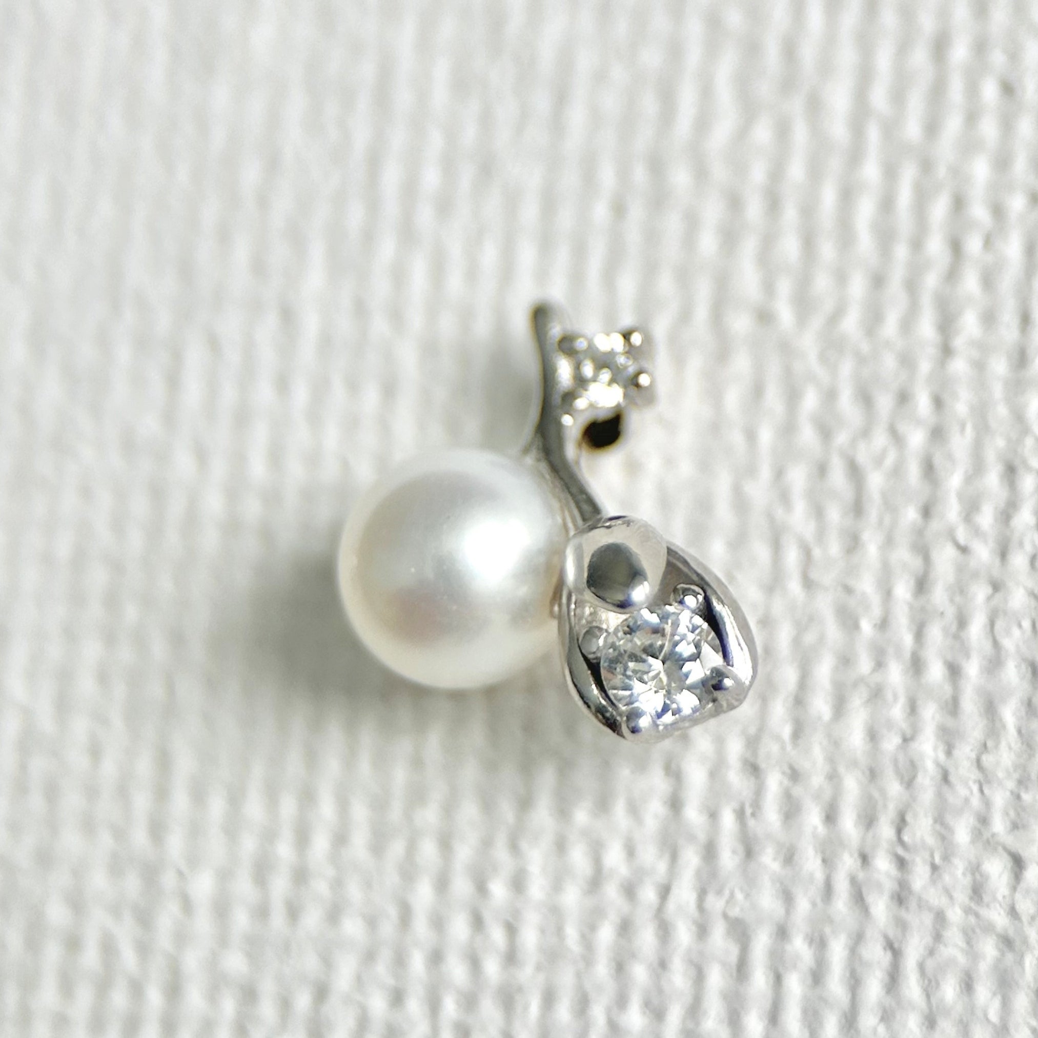 Natural Pearl Sterling Silver Rose Flower Stud Earrings featuring natural pearl and 925 sterling silver by Toronto-based Meng Jewellery