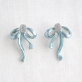 Ice Blue Ribbon Earrings