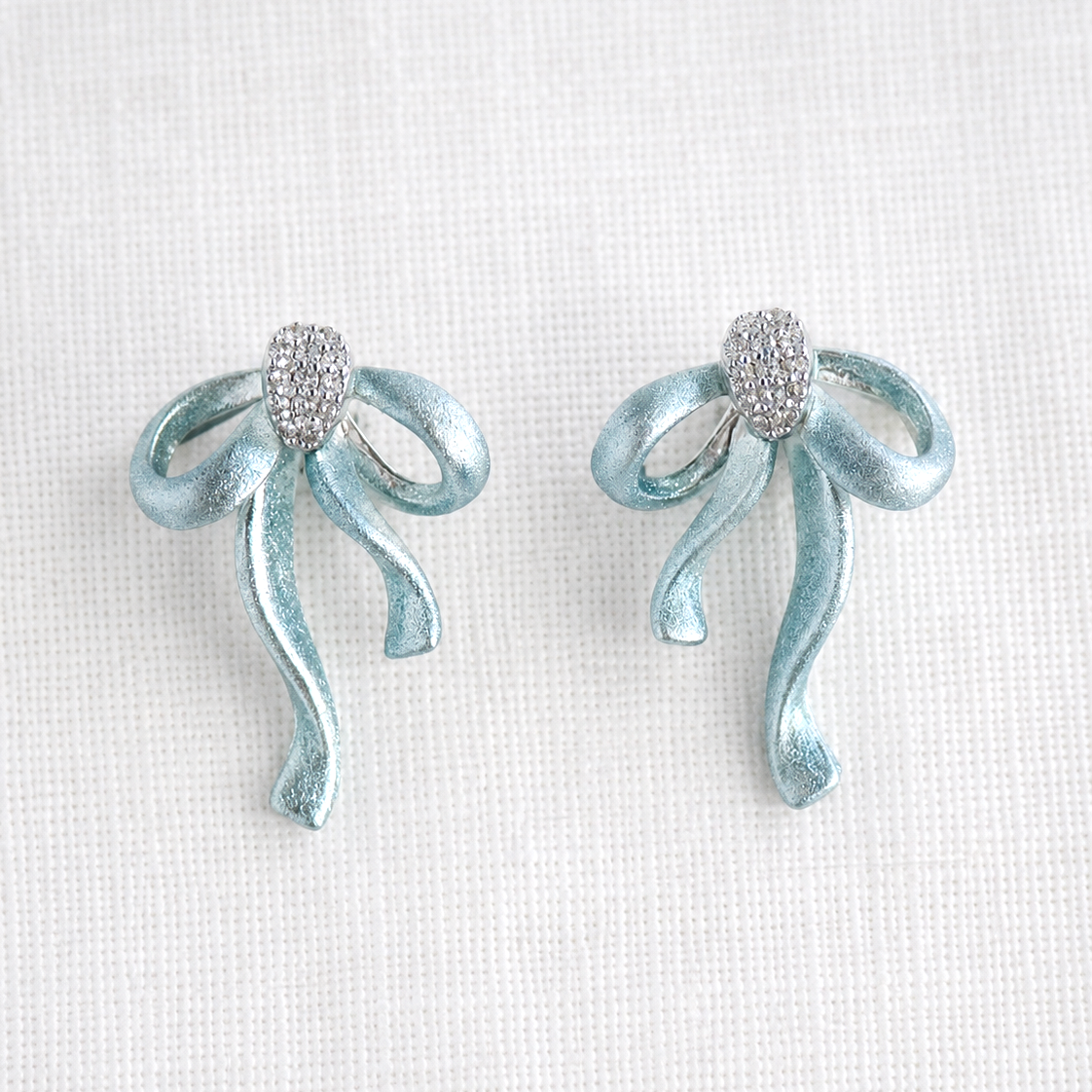 Ice Blue Ribbon Earrings