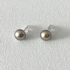 Peacock Color Oval Natural Pearl Studs in Sterling Silver featuring natural freshwater pearl and 925 sterling silver by Toronto-based Meng Jewellery