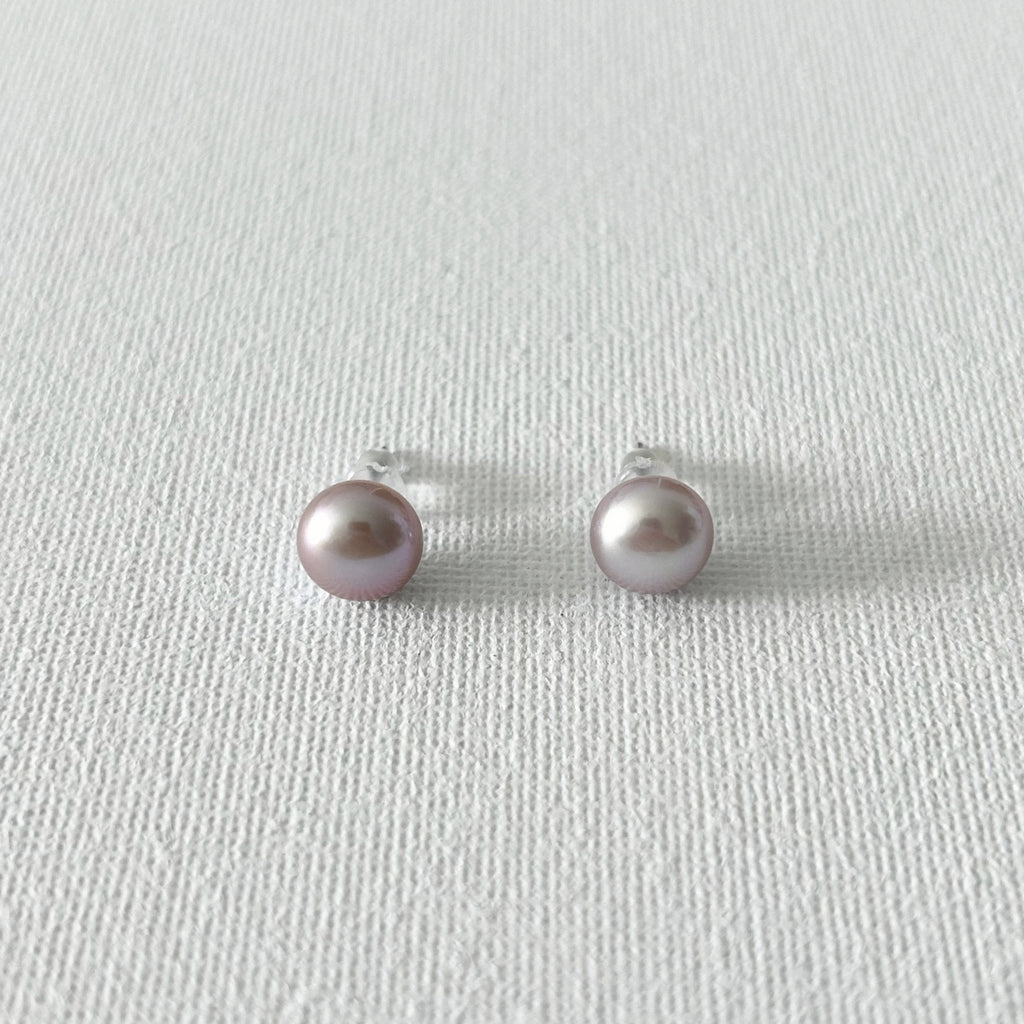 Peacock Color Oval Natural Pearl Studs in Sterling Silver featuring natural freshwater pearl and 925 sterling silver by Toronto-based Meng Jewellery