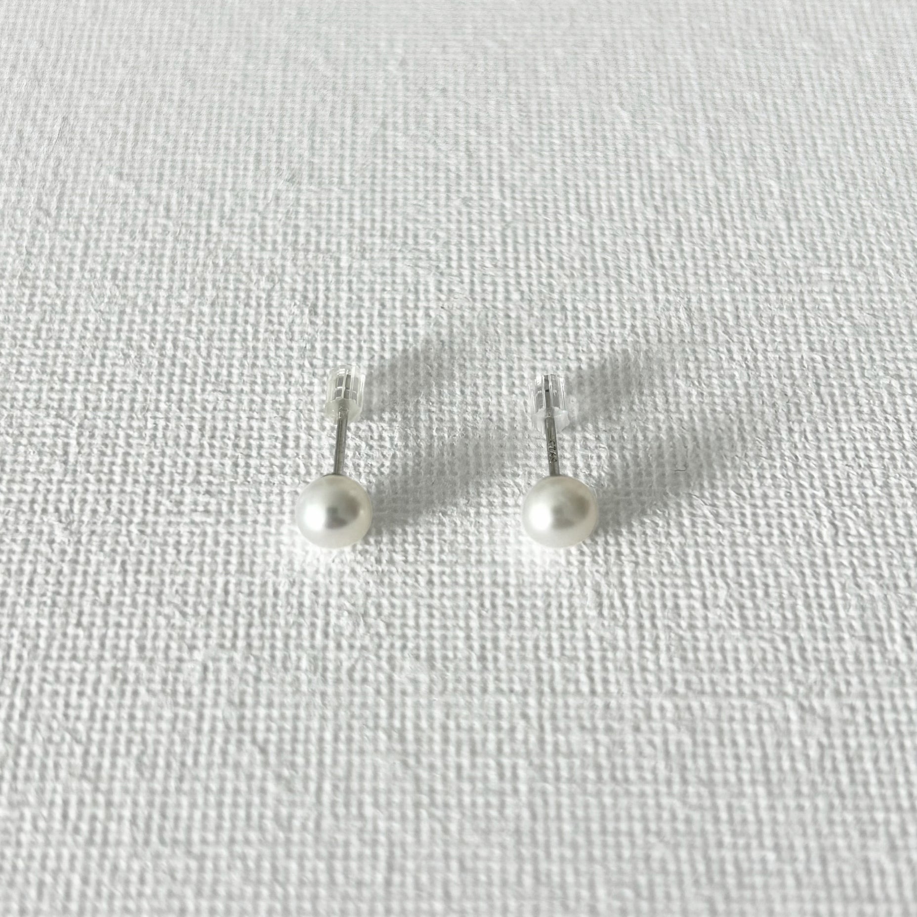 Minimal Natural Pearl Stud Earrings 5–5.5mm in Sterling Silver featuring natural freshwater pearl and 925 sterling silver by Toronto-based Meng Jewellery
