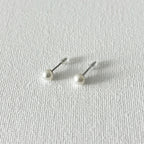 Minimal Natural Pearl Stud Earrings 5–5.5mm in Sterling Silver featuring natural freshwater pearl and 925 sterling silver by Toronto-based Meng Jewellery