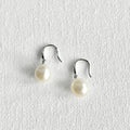 Natural Pearl Silver Hook Earrings featuring natural freshwater pearl, zircon and 925 sterling silver, gold-plated finish by Toronto-based Meng Jewellery