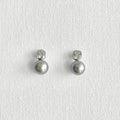Natural Grey Pearl Shining Stud Earrings in Sterling Silver featuring natural freshwater pearl, zircon and 925 sterling silver by Toronto-based Meng Jewellery