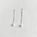 Natural White Pearl Threader Earrings in Sterling Silver featuring natural freshwater pearl and 925 sterling silver by Toronto-based Meng Jewellery