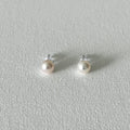 Minimal Natural Pearl Stud Earrings 7.5-8 mm in Sterling Silver