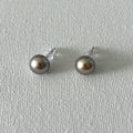 Peacock Color Oval Natural Pearl Studs in Sterling Silver