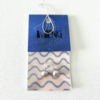 Peacock Color Oval Natural Pearl Studs in Sterling Silver