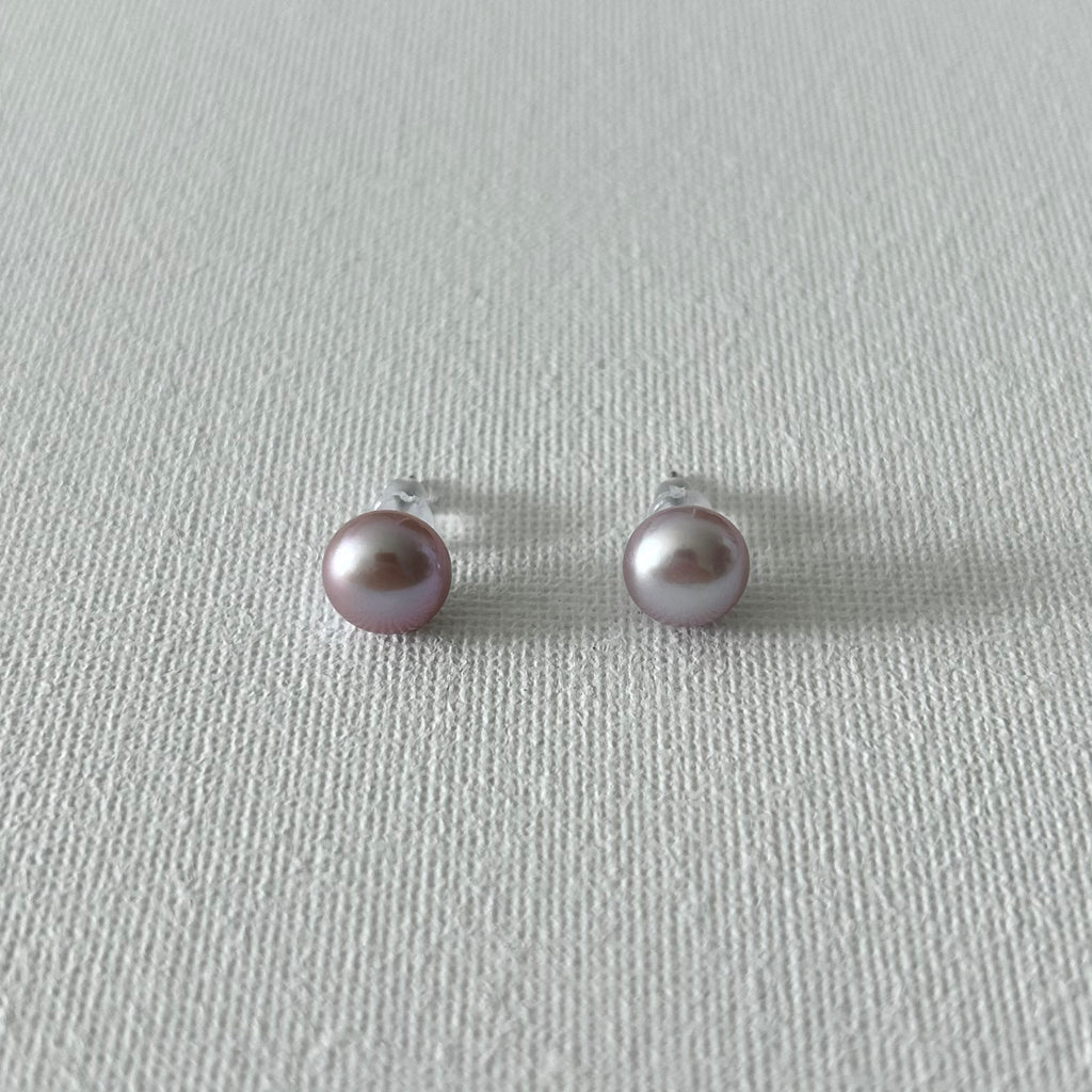 Peacock Color Oval Natural Pearl Studs in Sterling Silver