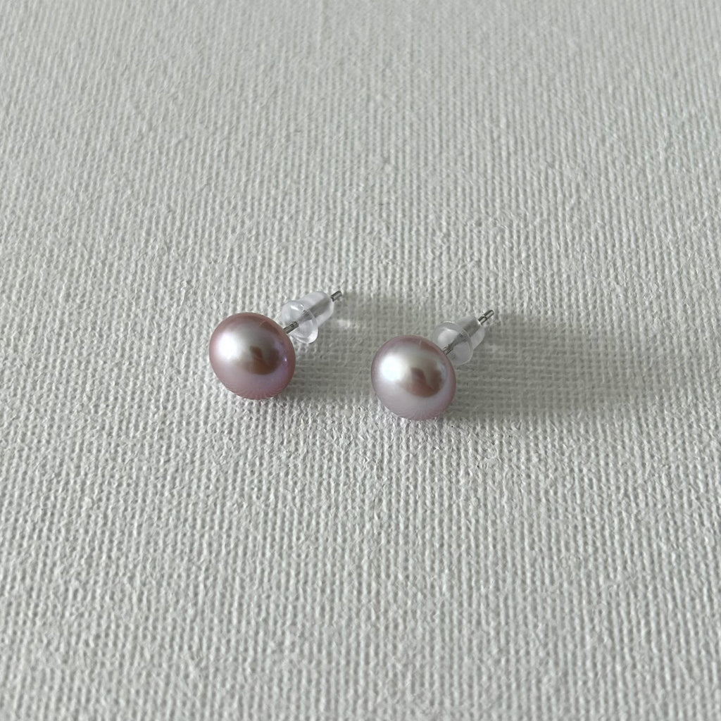 Peacock Color Oval Natural Pearl Studs in Sterling Silver