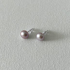 Peacock Color Oval Natural Pearl Studs in Sterling Silver