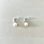Natural Pearl Silver Moon Earrings