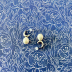 Natural Pearl Silver Moon Earrings