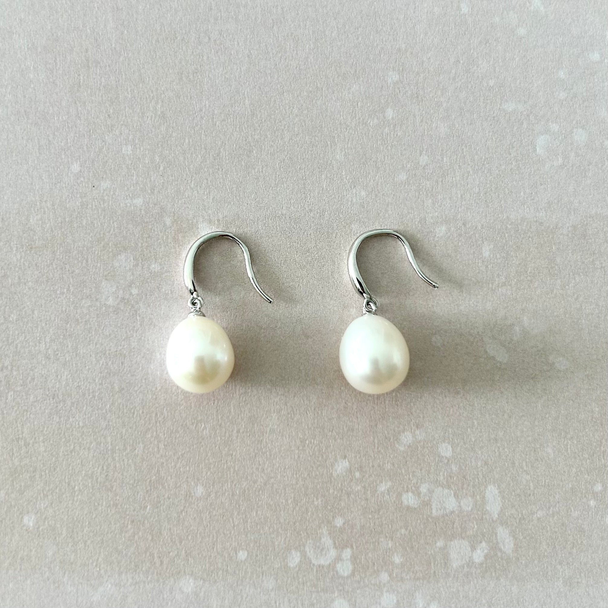 Natural Pearl Silver Hook Earrings by Meng Jewellery