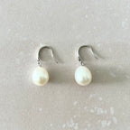 Natural Pearl Silver Hook Earrings