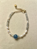 Ocean Blue Aquamarine Labradorite Pearl Bracelet