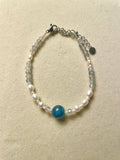 Ocean Blue Aquamarine Labradorite Pearl Bracelet