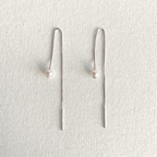 Natural White Pearl Threader Earrings in Sterling Silver featuring natural freshwater pearl and 925 sterling silver by Toronto-based Meng Jewellery