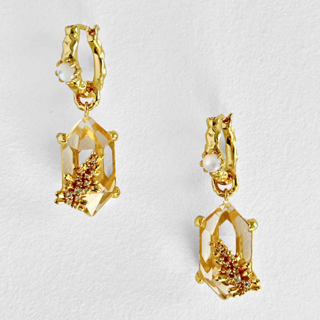 Mossborne Clear Quartz Detachable Earrings