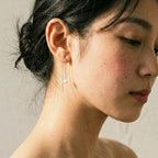 Natural White Pearl Threader Earrings in Sterling Silver featuring natural freshwater pearl and 925 sterling silver by Toronto-based Meng Jewellery