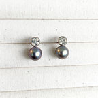 Natural Grey Pearl Shining Stud Earrings in Sterling Silver
