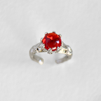 Adjustable silver ring with Cherry red stone minimalist design, shipped across Canada including Vancouver
